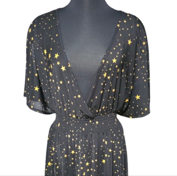 Torrid Black Gold Star Swim Cover-Up Dress | Surplice Dolman Sleeve Sz 3 NWOT - Picture 3 of 4